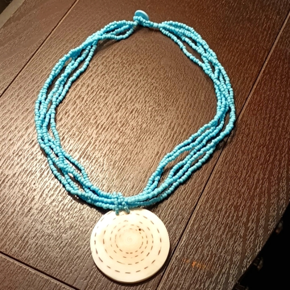 Turquoise shell beaded necklace